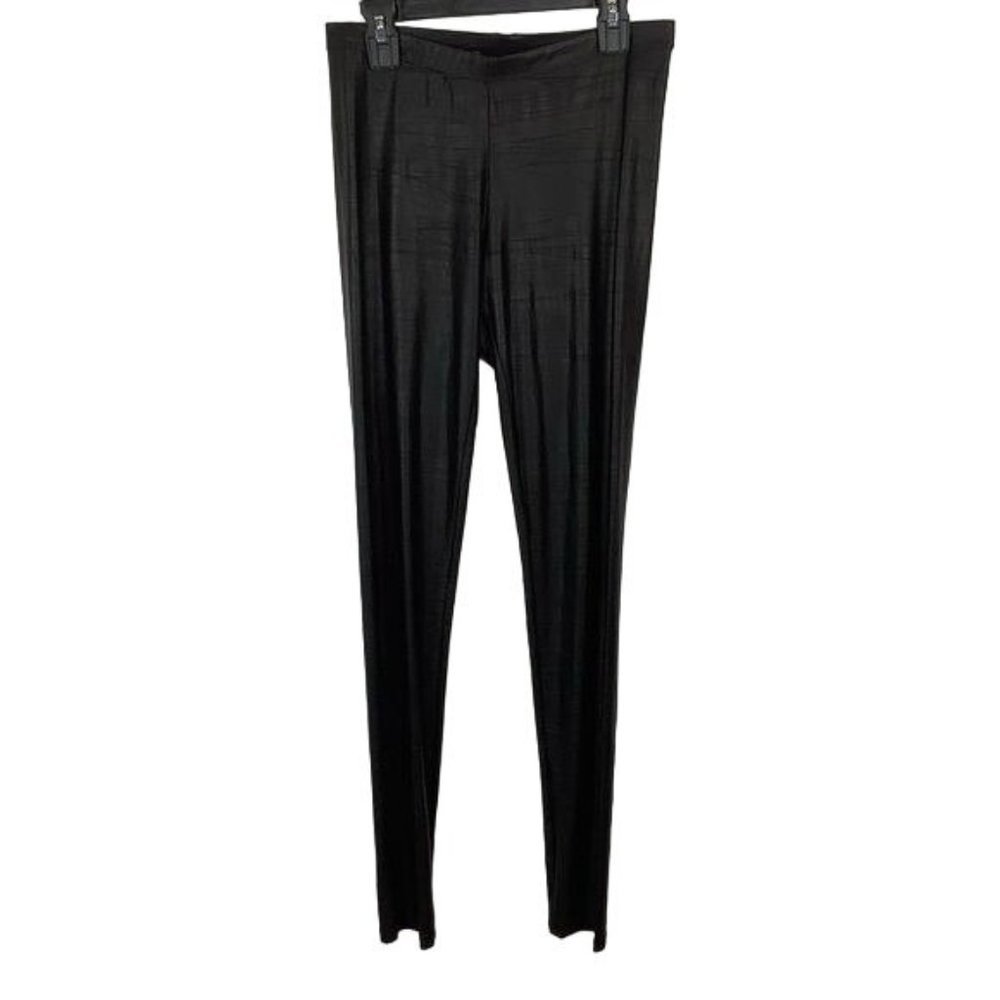 Bebe Faux Vegan Leather High Rise‎ Leggings Women Size Small Black Whiskering